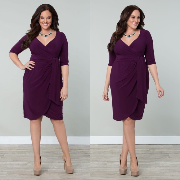 Kiyonna Dresses & Skirts - Kiyonna Harlow Faux Wrap Dress Purple Jersey 1X